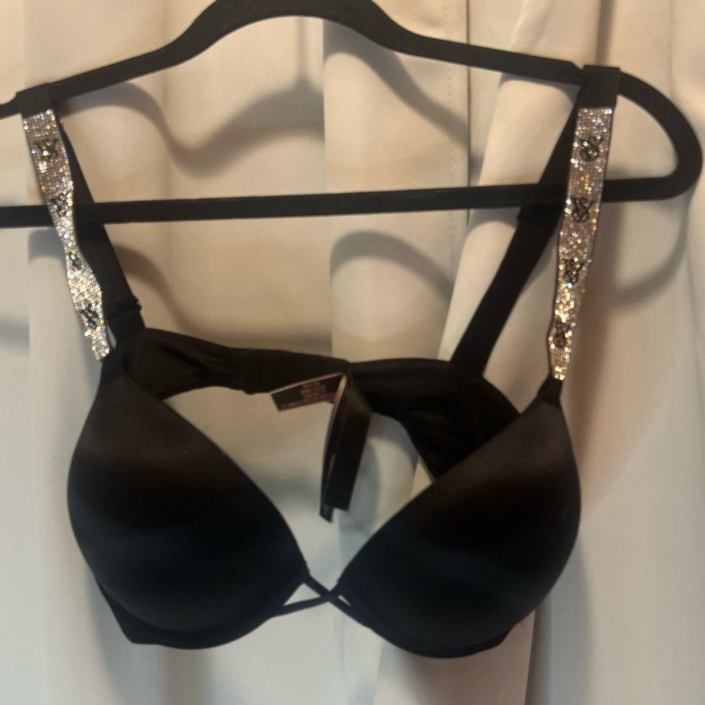 Victoria's Secret Shine Push Up Bra with Padded Cups and Decorative Straps 36b - Picture 2 of 6
